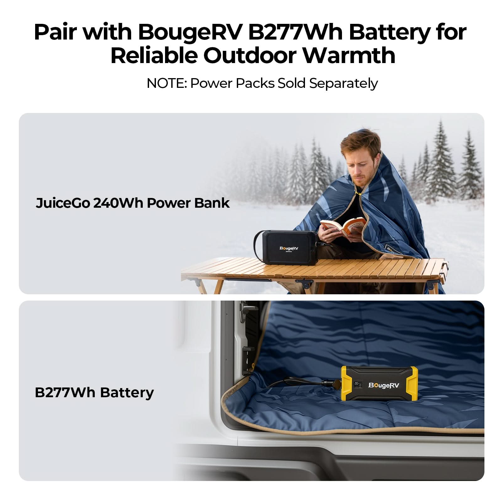 BougeRV 12V Portable Heated Blanket (Blue)