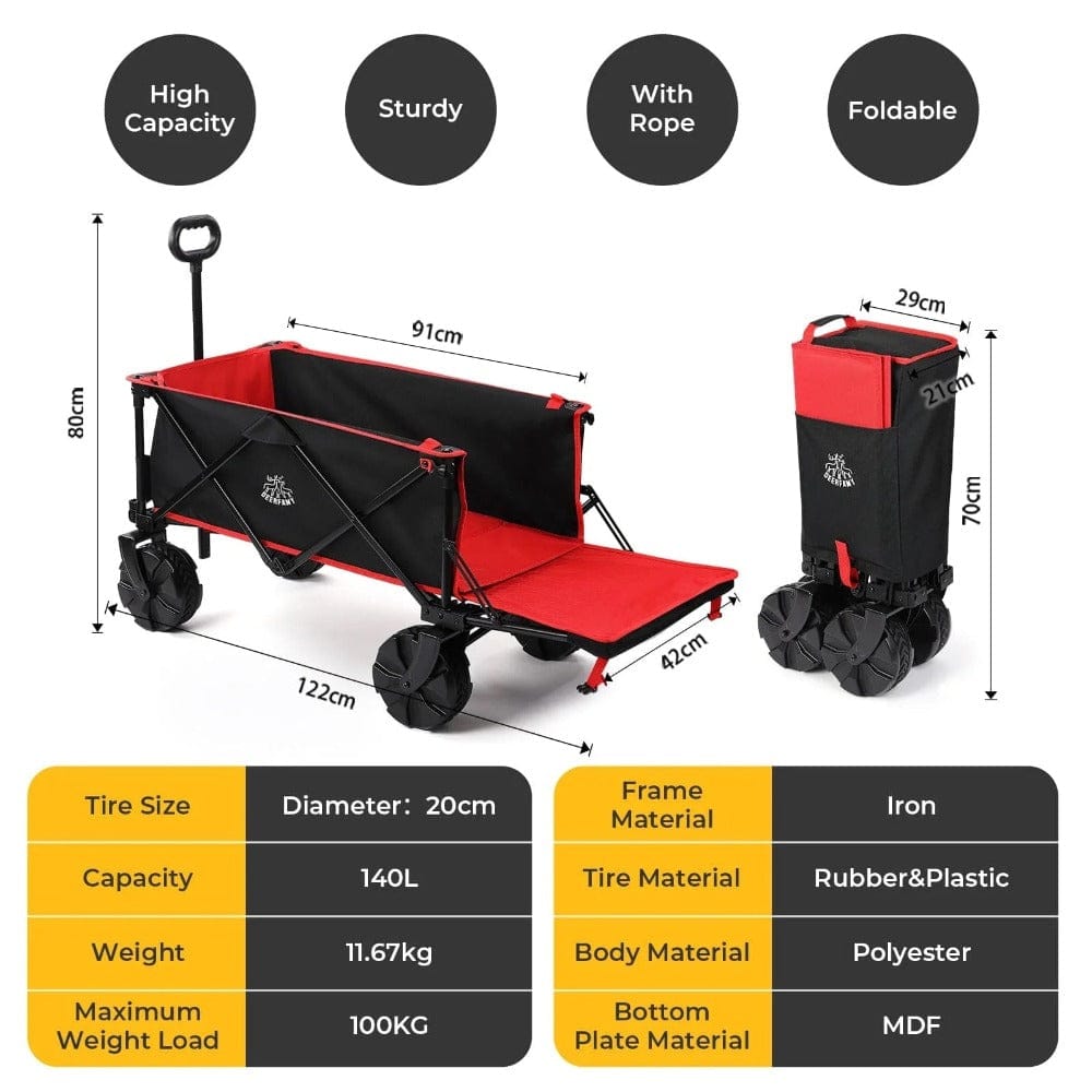 BougeRV 140L Capacity Outdoor Foldable Folding Wagon（DEERFAMY）