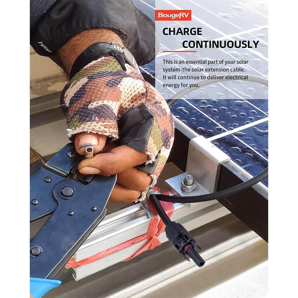 BougeRV 8AWG Solar Extension Cable with Extra Free Connectors(xx FT Red+xx FT Black)