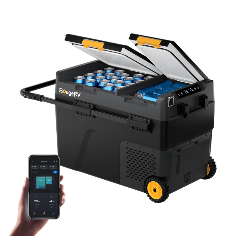 BougeRV New CRD2 V2.0 52QT Dual Zone 12V Portable Fridge