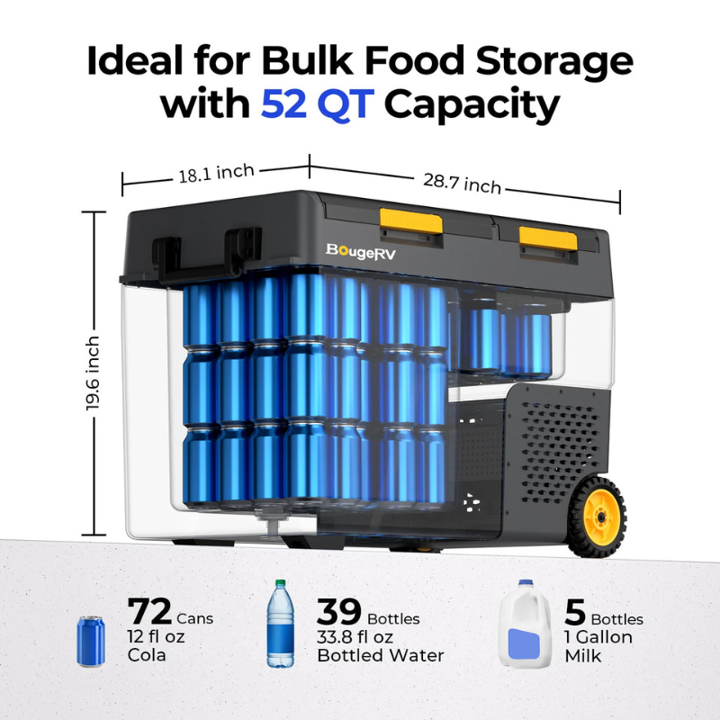 BougeRV New CRD2 V2.0 52QT Dual Zone 12V Portable Fridge