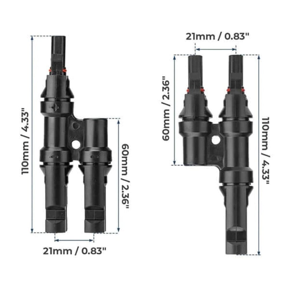 BougeRV Solar Branch Connectors Y Connector in Pair MMF+FFM Parallel Connection