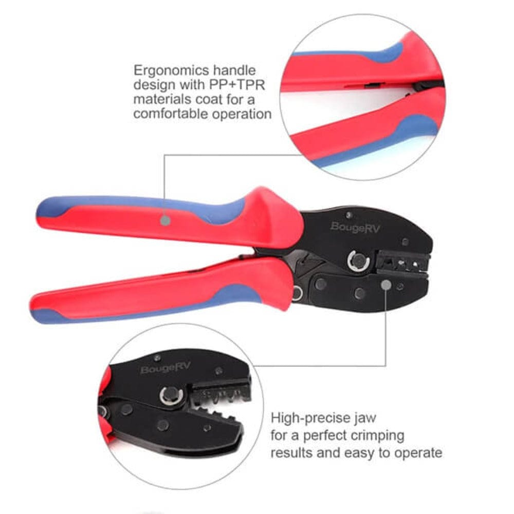 BougeRV Solar Connectors Crimp Tool Kit for 10/11/12/13 AWG Solar Wire 6 Pairs