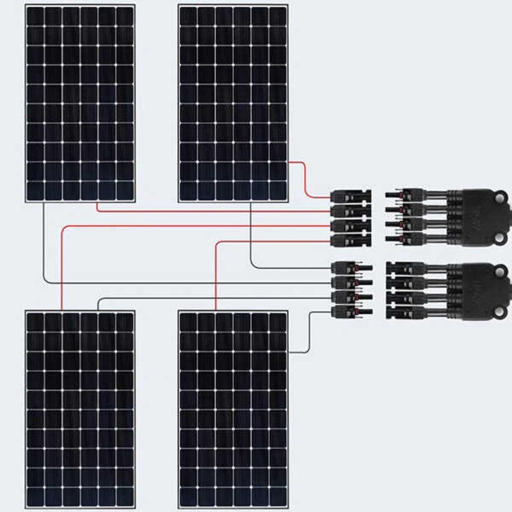 BougeRV Y Branch Parallel Connectors Extra Long 4 to 1 Solar Cable