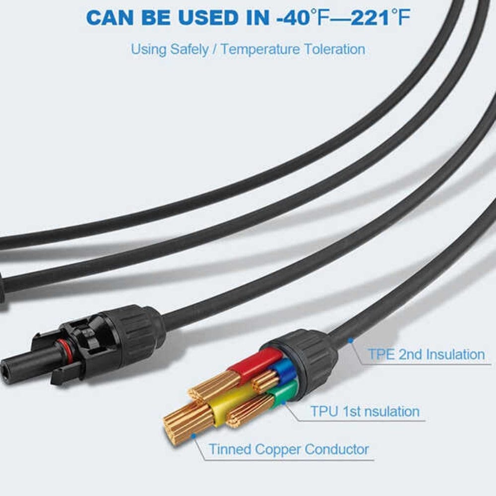 BougeRV Y Branch Parallel Connectors Extra Long 4 to 1 Solar Cable