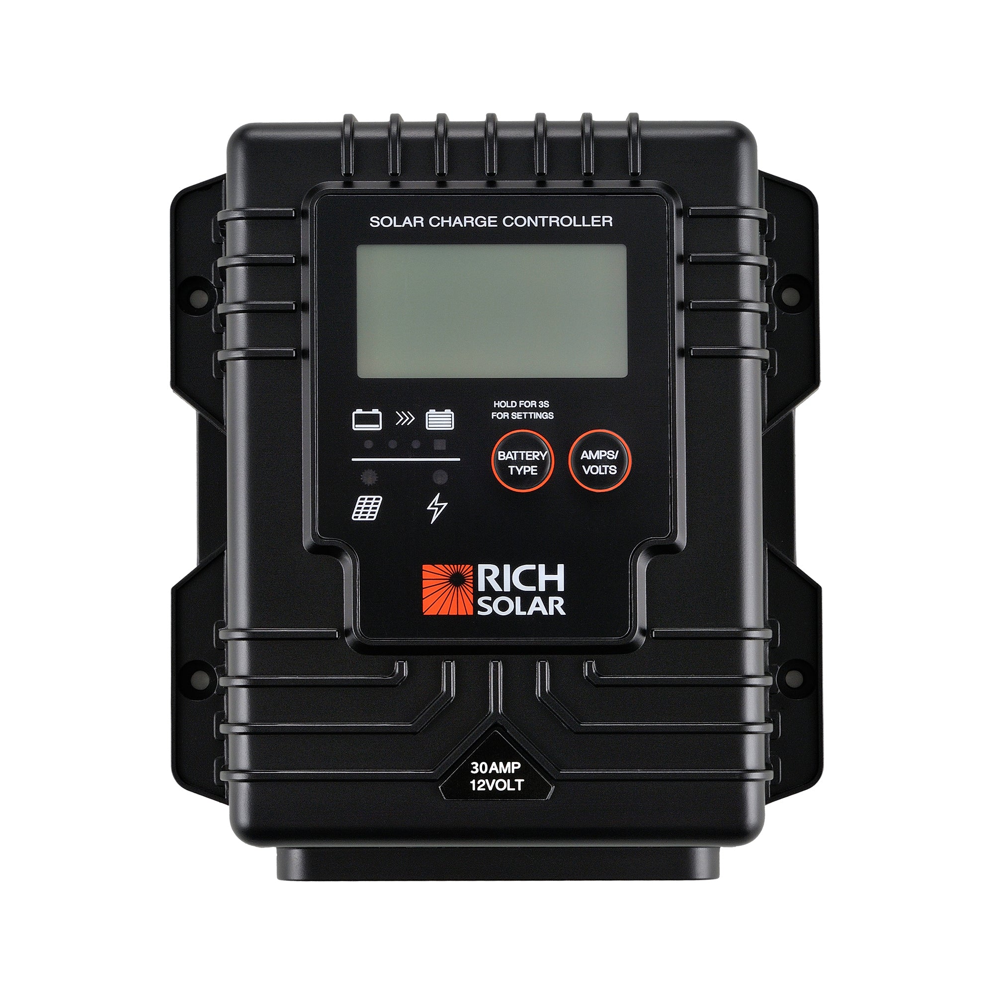 Rich Solar BRAVO Waterproof 30 | 30 Amp Waterproof PWM Solar Charge Controller | Waterproof 30A 12V PWM Controller for RVs, Trailers, Campers, Vans, Boats, Off-Grid