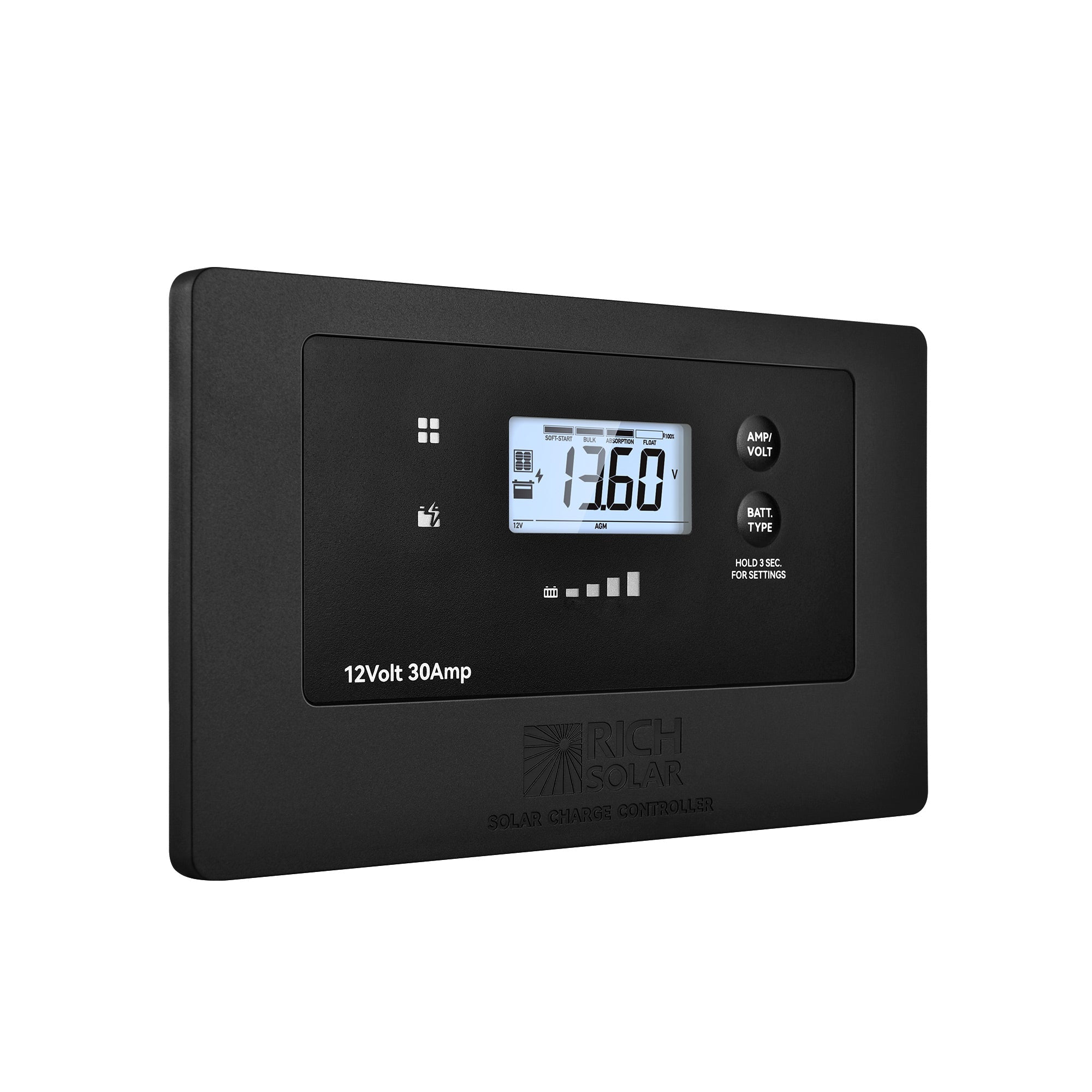 Rich Solar BRAVO AIR 30 | 30A Flush Mount PWM Solar Charge Controller | Bluetooth & Multi-Protection | Premium 12V 30A Controller for RVs, Trailers, Campers, Vans & Boats