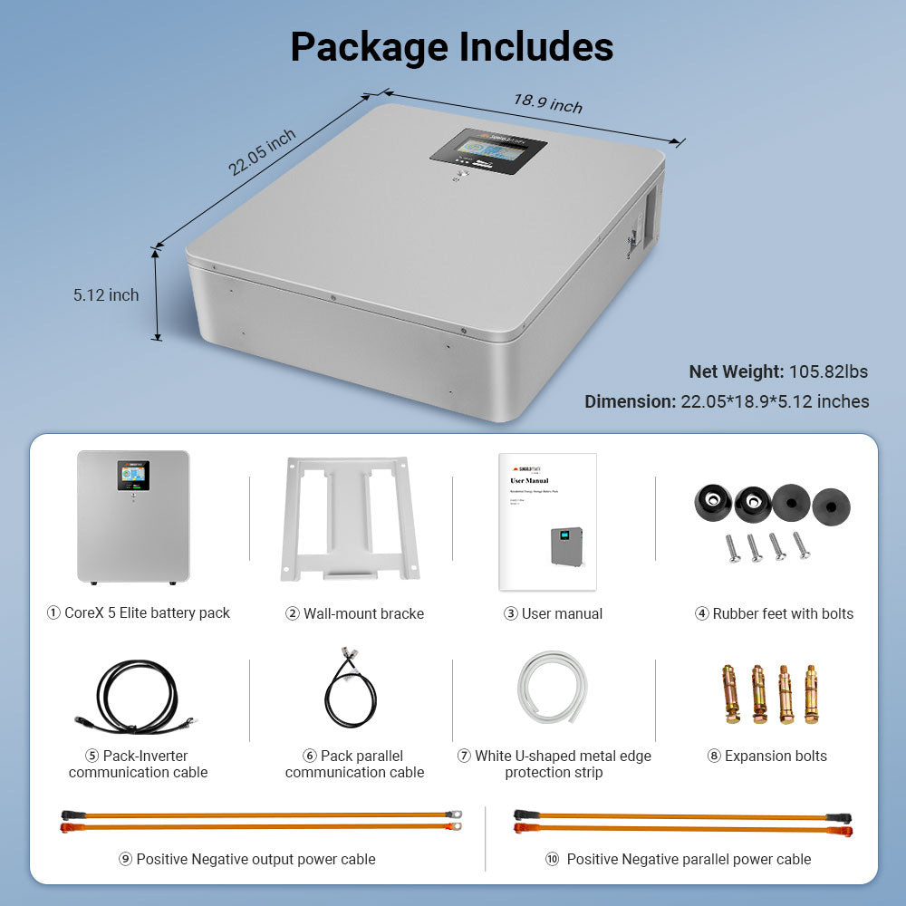 CoreX 5 Elite Wall Mounted 48V 100AH Residential Energy Storage Battery Pack