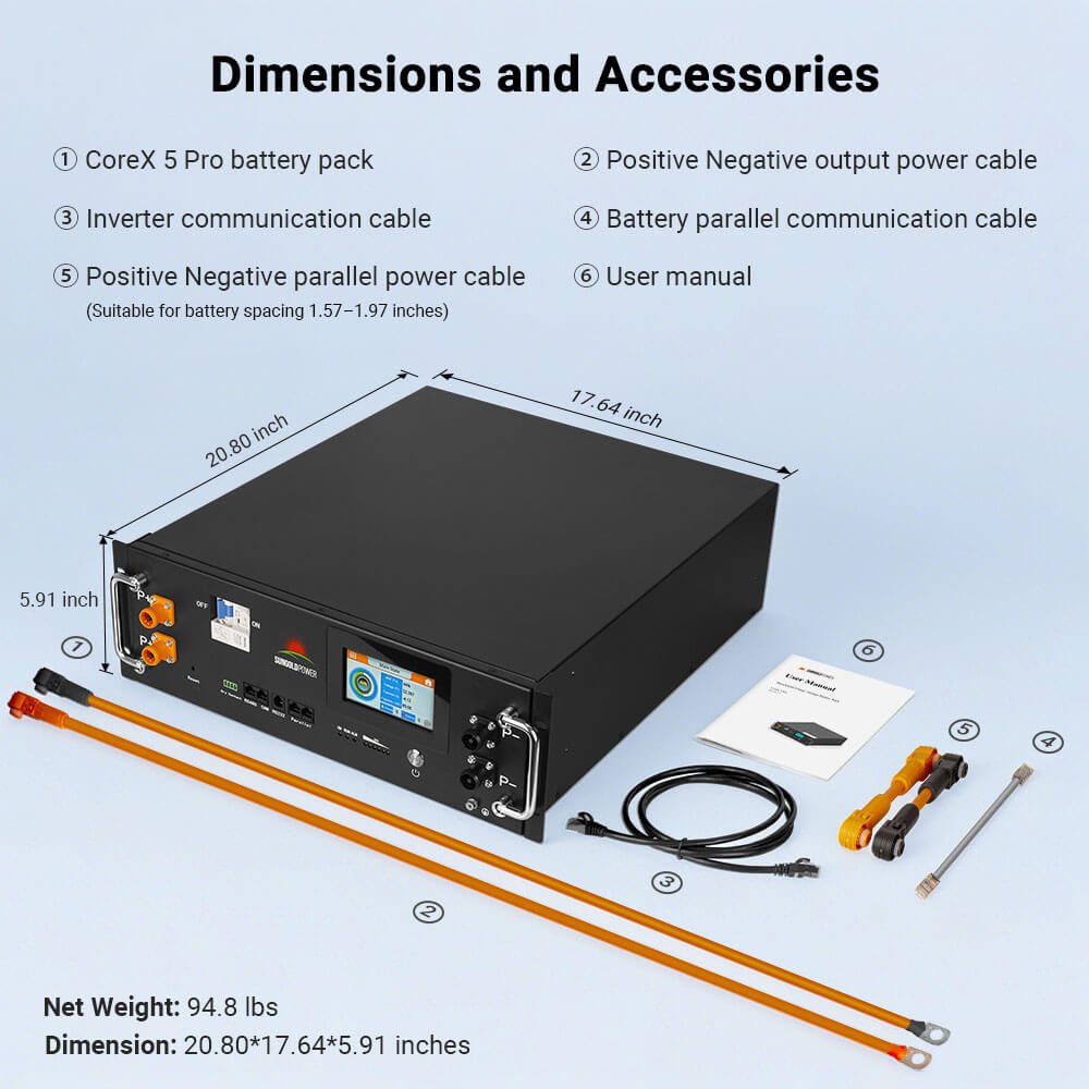 CoreX 5 Pro Server Rack 48V 100AH Residential Energy Storage Battery Pack