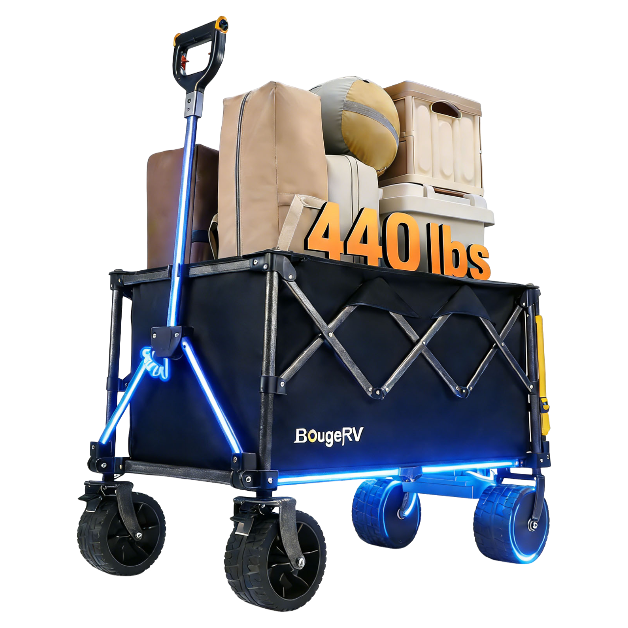 BougeRV Electric Foldable Utility Camping Wagon with Power Bank