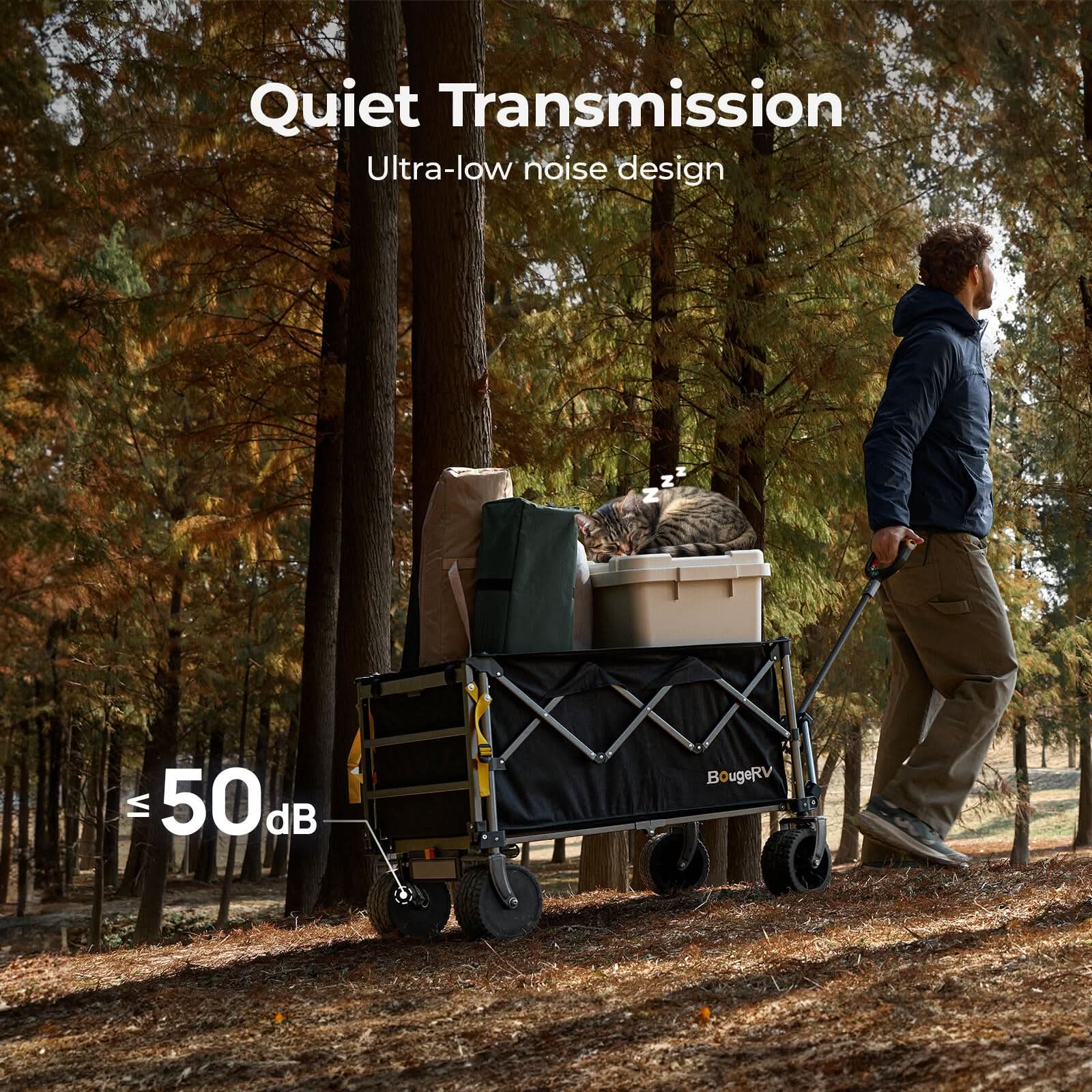 BougeRV Electric Foldable Utility Camping Wagon with Power Bank