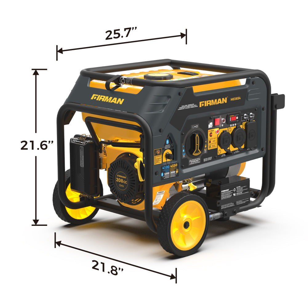 Dual Fuel 4550/3650W Portable Generator Electric Start with CO Alert