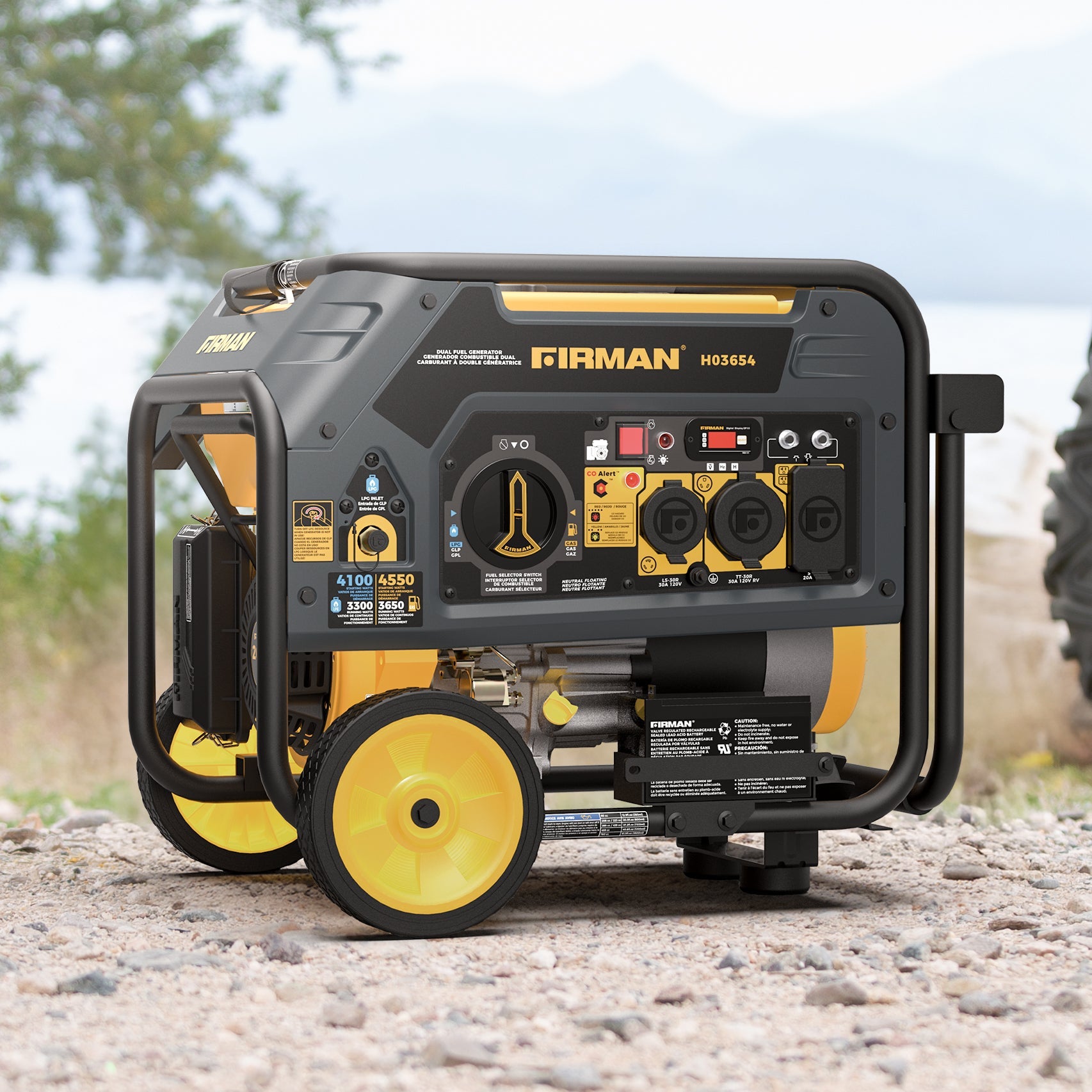 Dual Fuel 4550/3650W Portable Generator Electric Start with CO Alert
