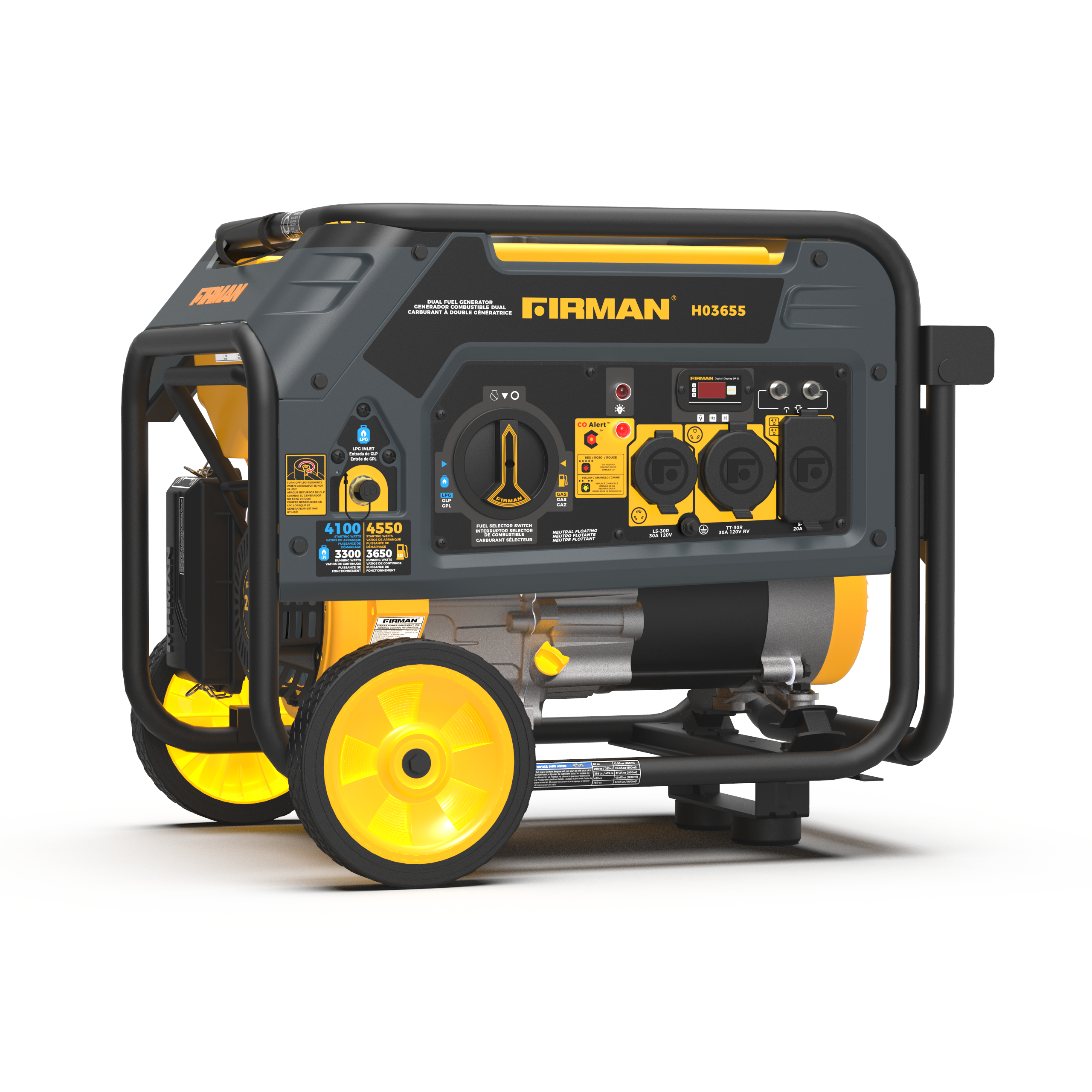 Dual Fuel Portable Generator 4550/3650W Recoil Start