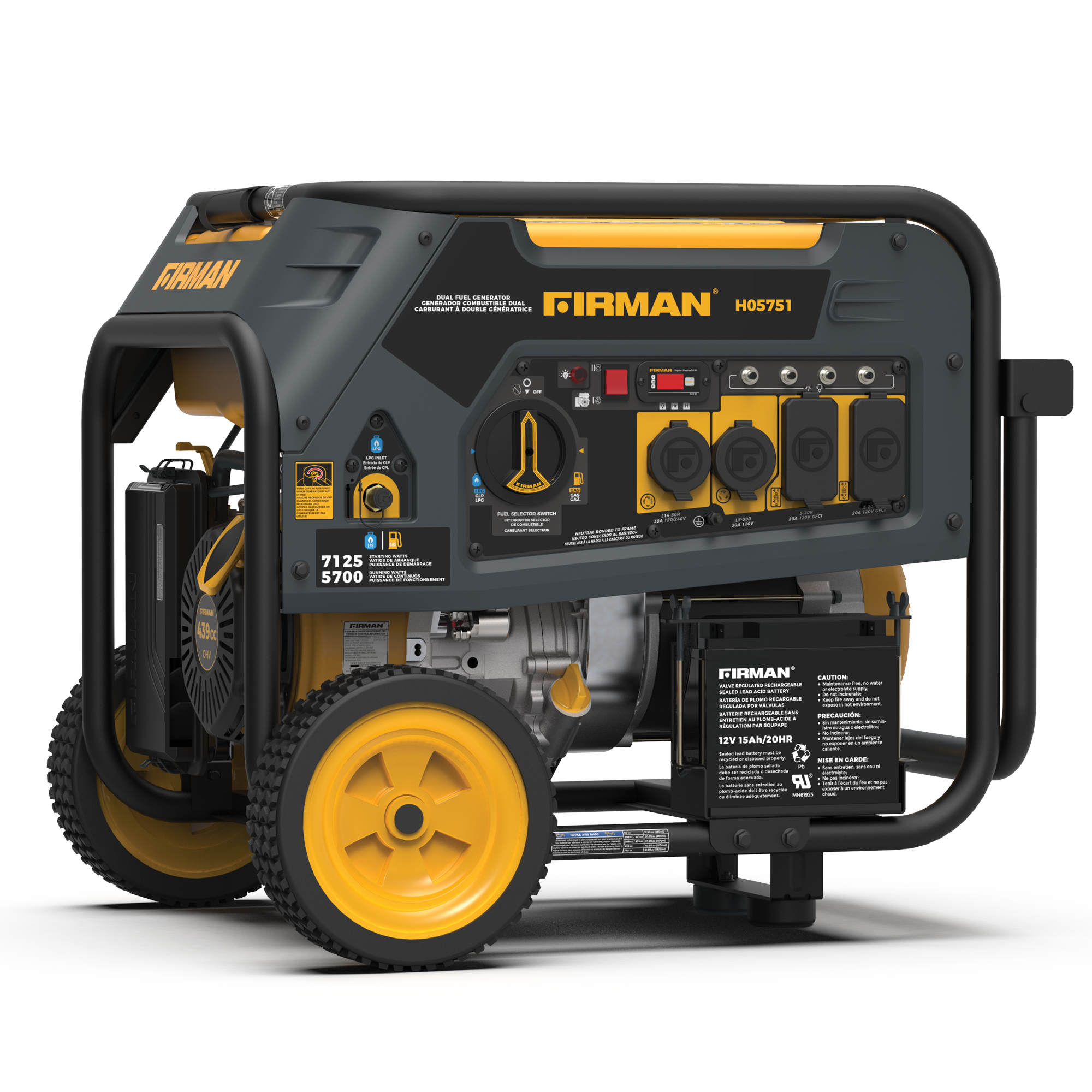 Dual Fuel Portable Generator 7125/5700W Electric Start 120/240V
