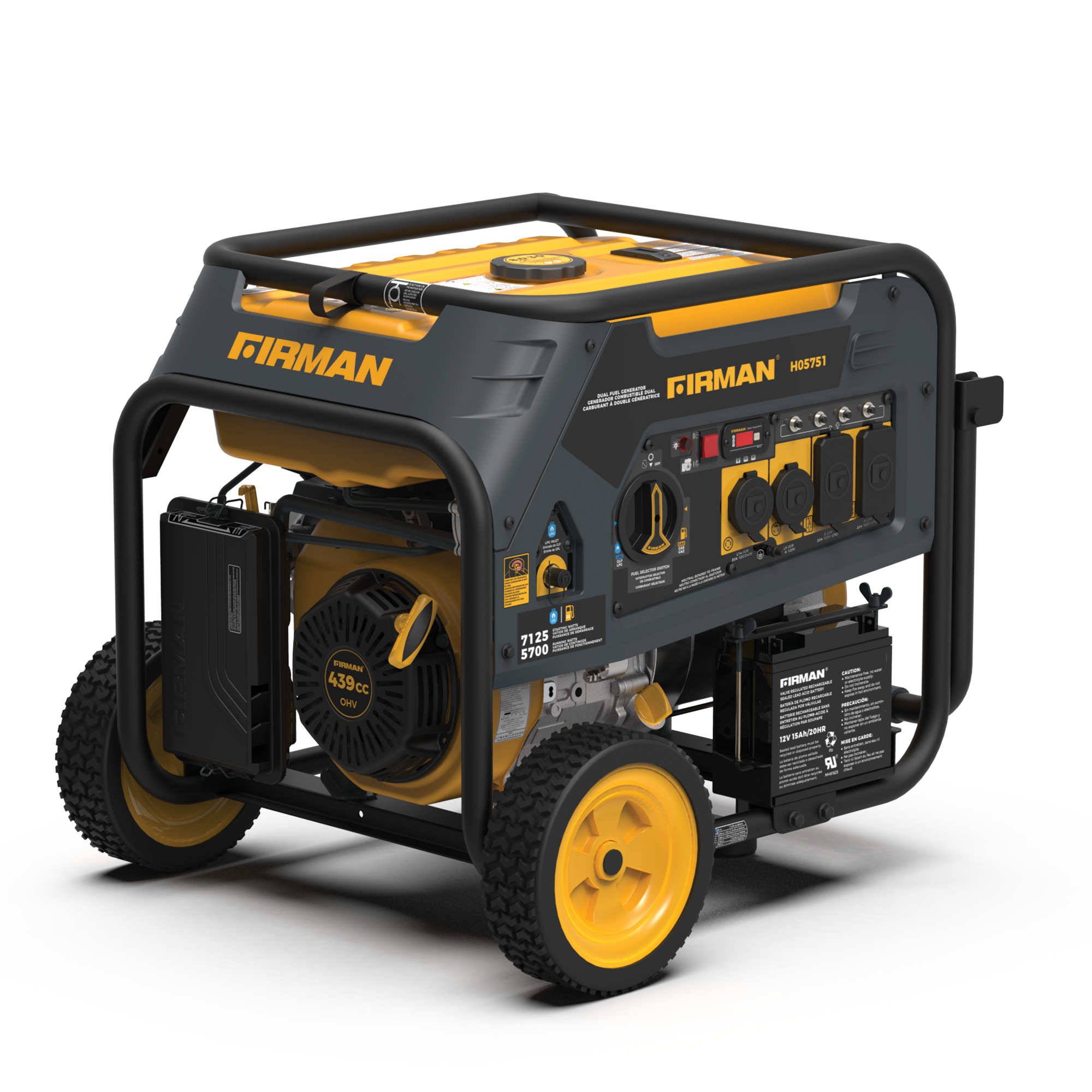 Dual Fuel Portable Generator 7125/5700W Electric Start 120/240V