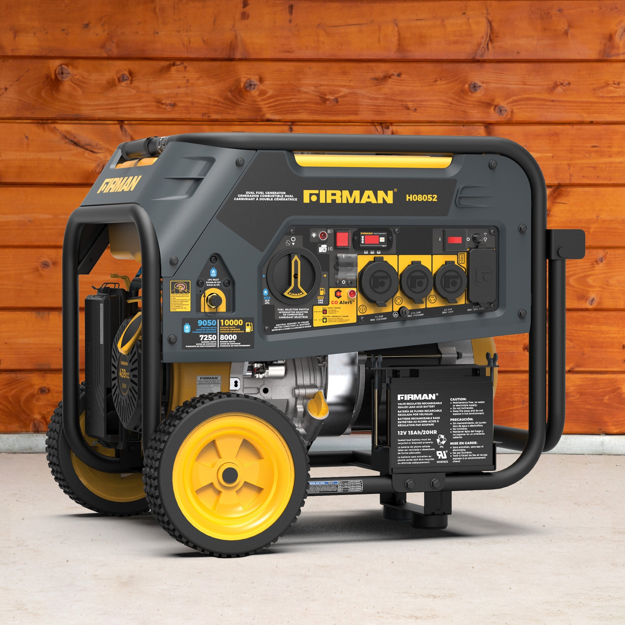 Dual Fuel Portable Generator 10000/8000W Electric Start 120/240V with CO alert
