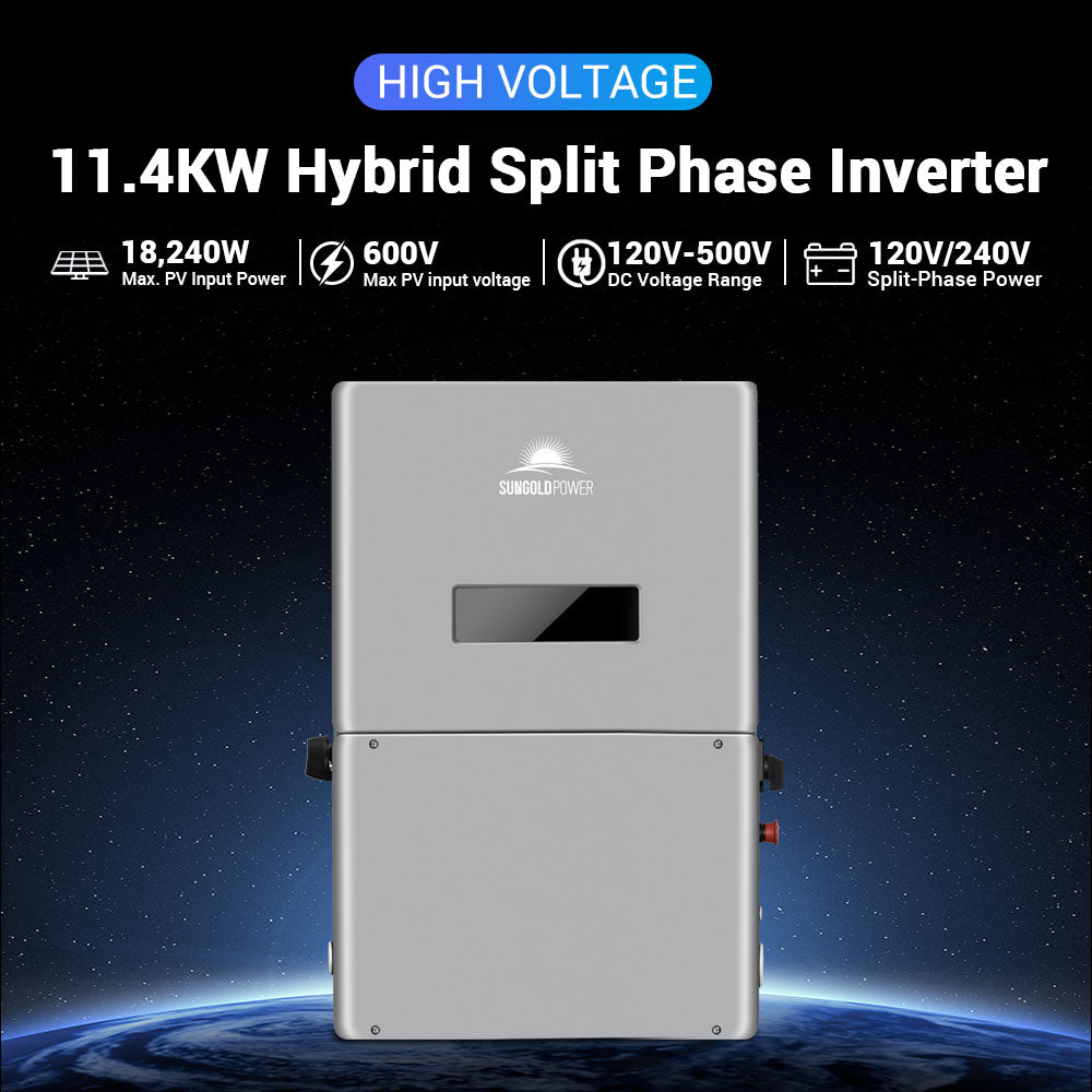 High Voltage 11.4KW Hybrid Split Phase Inverter with APS Transmitter