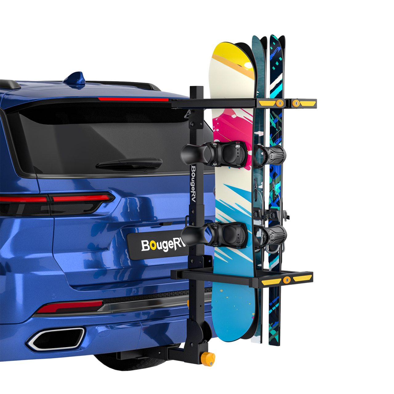 BougeRV Hitch Ski Snowboard Rack with Security Lock (Arrival)