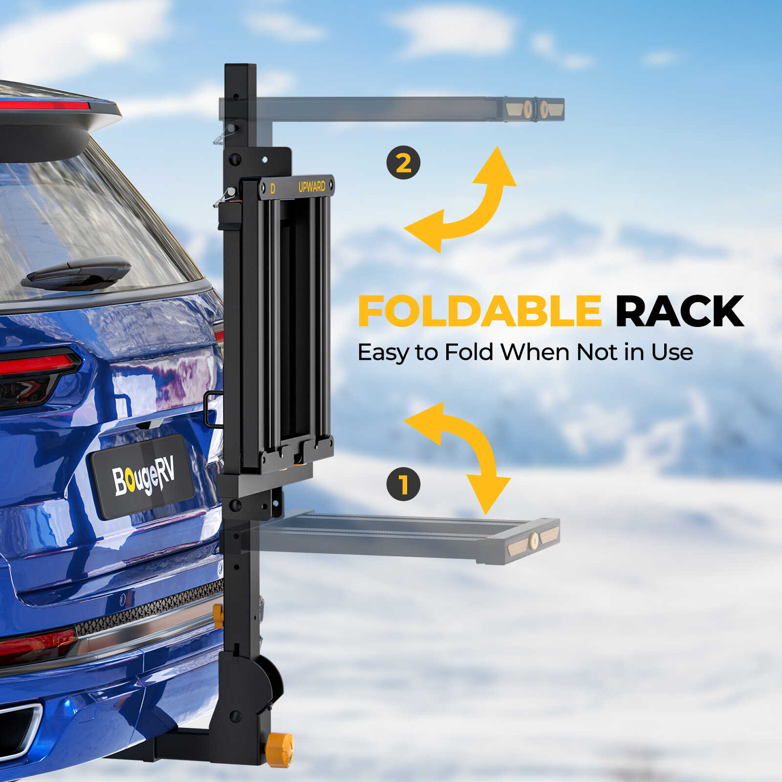 BougeRV Hitch Ski Snowboard Rack with Security Lock (Arrival)