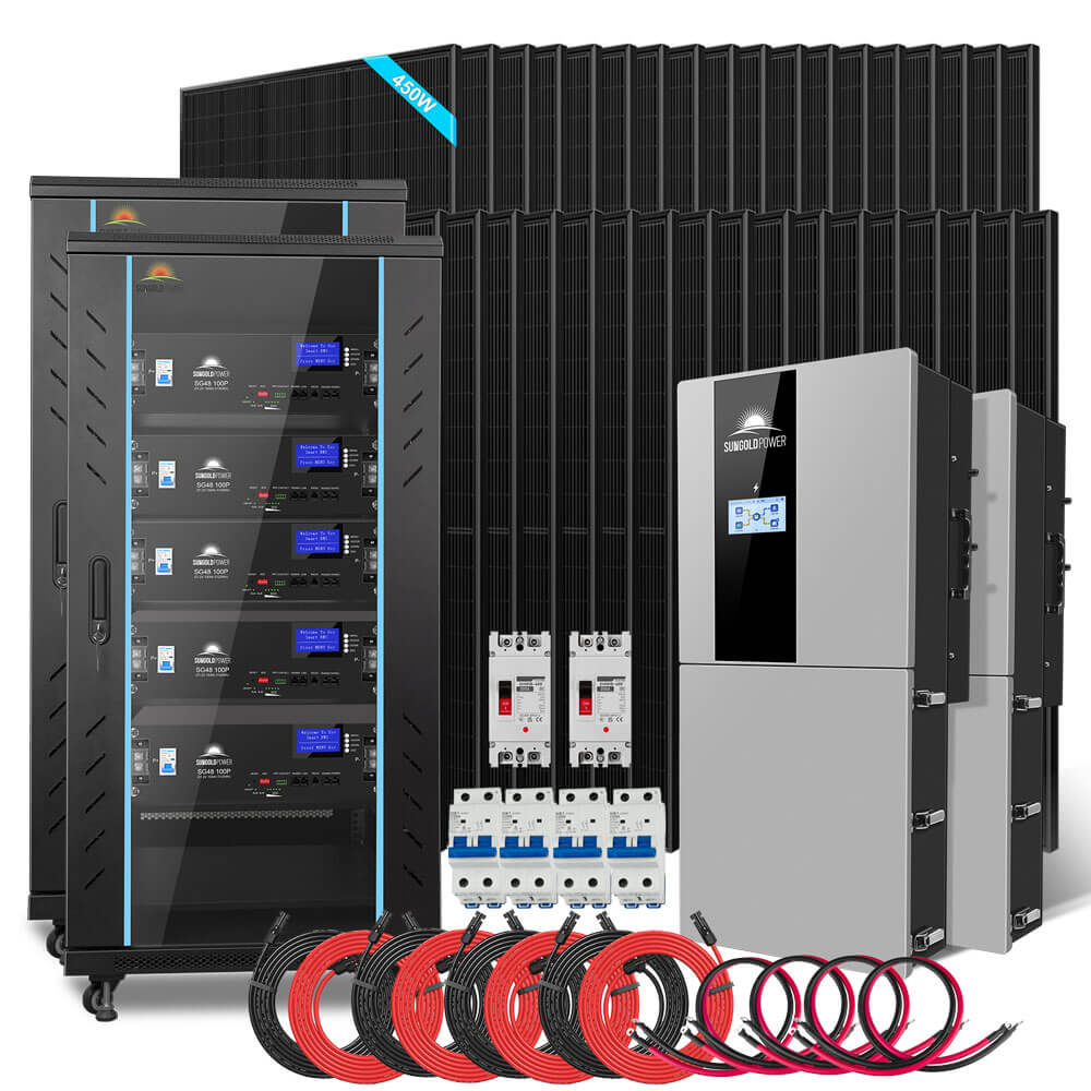 Hybrid Solar Kit 11.4KW 48V Split Phase 20.48KWH Lithium Battery 16 X 450 Watt Solar Panel SGH-11N2E