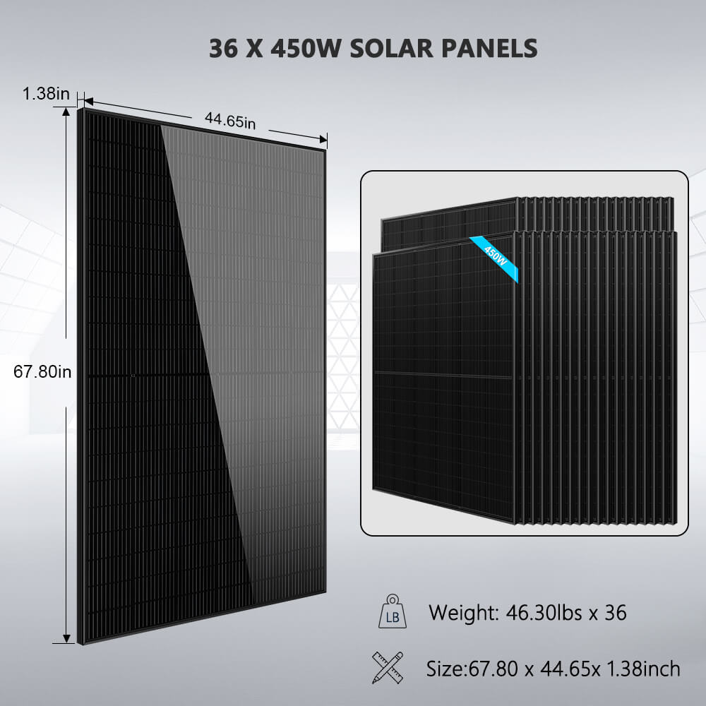 Hybrid Solar Kit 11.4KW 48V Split Phase 20.48KWH Lithium Battery 16 X 450 Watt Solar Panel SGH-11N2E