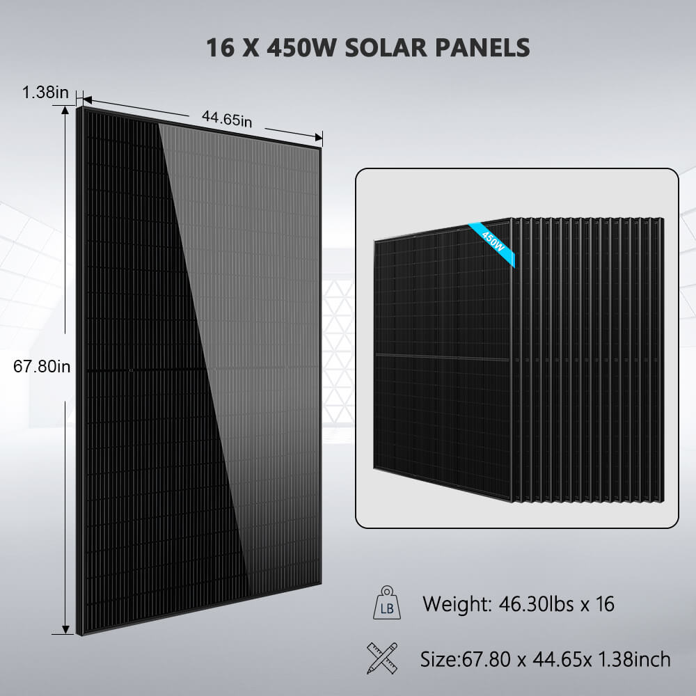 Hybrid Solar Kit 11.4KW 48V Split Phase 20.48KWH Lithium Battery 16 X 450 Watt Solar Panel SGH-11N2E