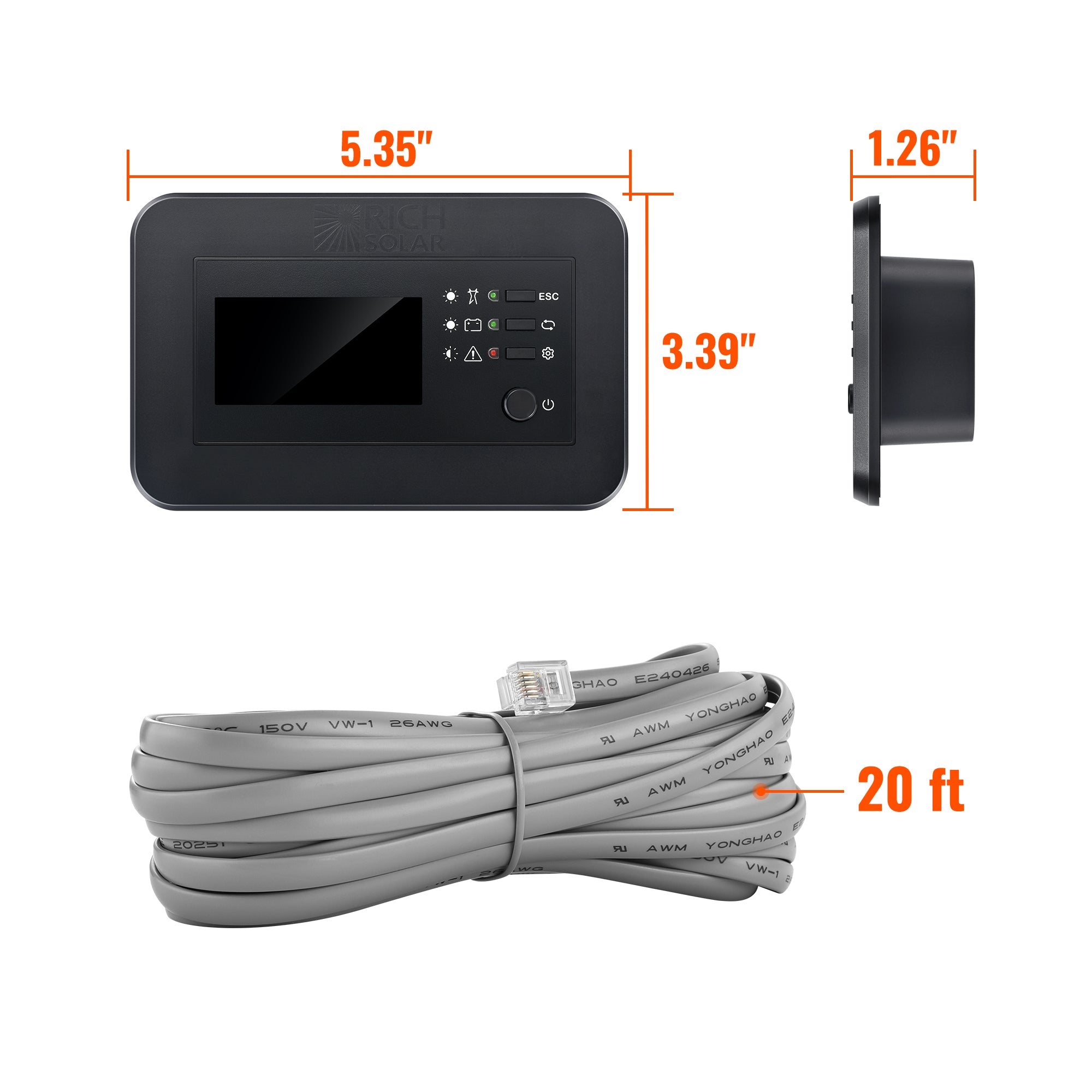 Rich Solar Inverter Remote Control with LCD & Bluetooth | Bypass Mode & Smart Charging