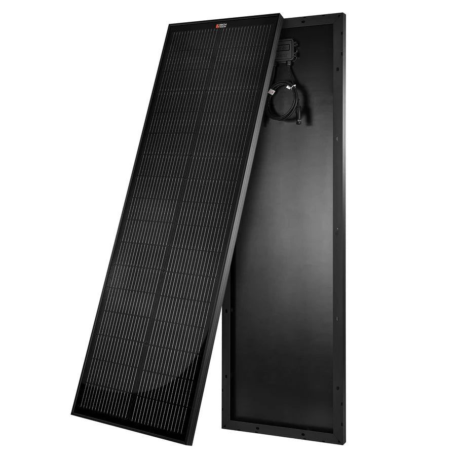 Rich Solar MEGA 100 SLIM | 100 Watt Slim Solar Panel | Compact 12V Off-Grid Narrow Solar Panel for Vans, Overlanders, Boats | 25-Year Output Warranty