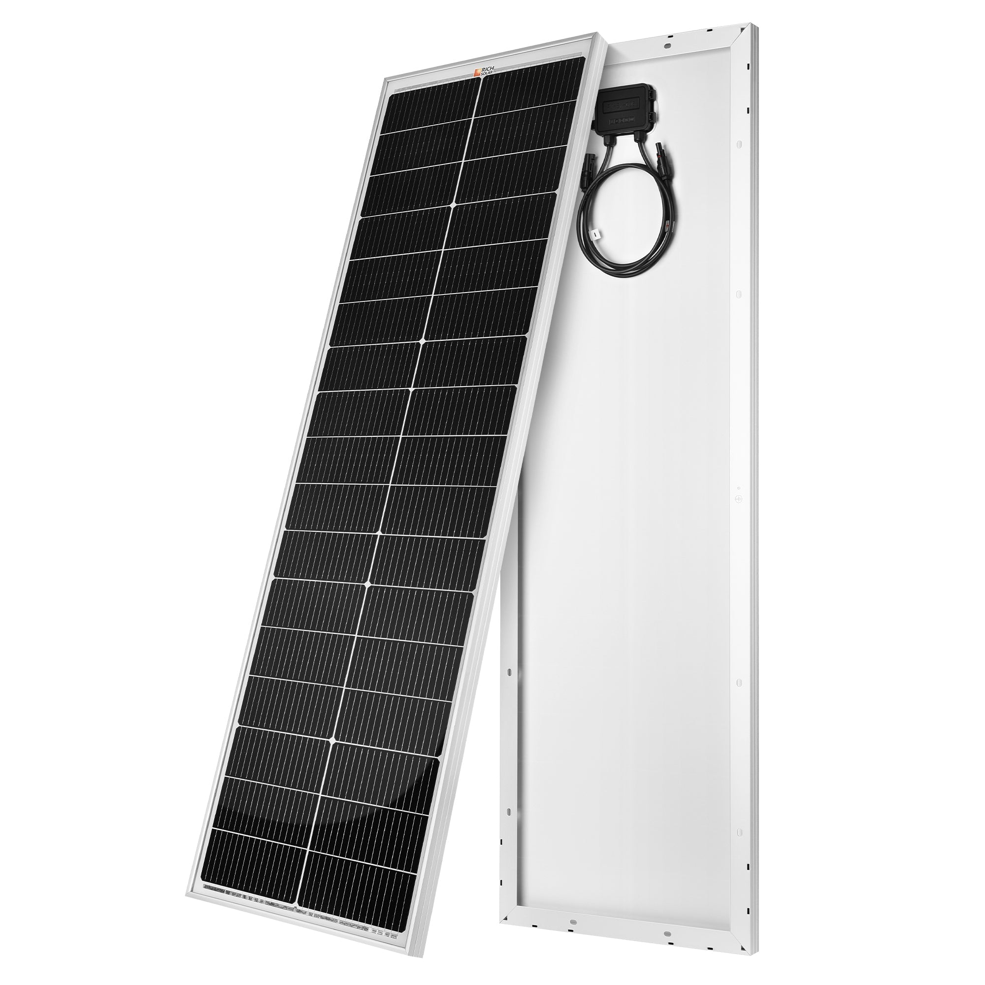 Rich Solar MEGA 100 SLIM | 100 Watt Slim Solar Panel | Compact 12V Off-Grid Narrow Solar Panel for Vans, Overlanders, Boats | 25-Year Output Warranty