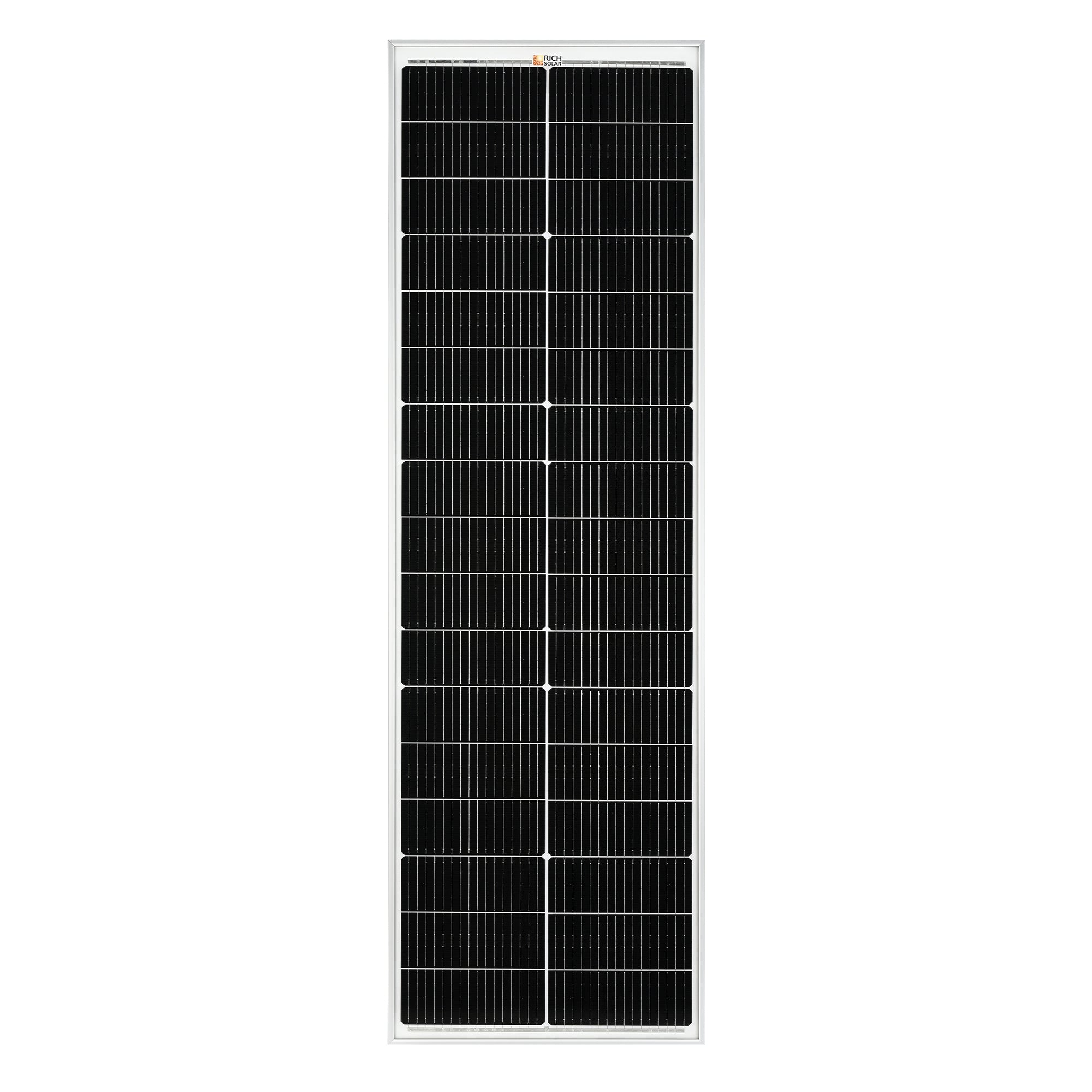 Rich Solar MEGA 100 SLIM | 100 Watt Slim Solar Panel | Compact 12V Off-Grid Narrow Solar Panel for Vans, Overlanders, Boats | 25-Year Output Warranty