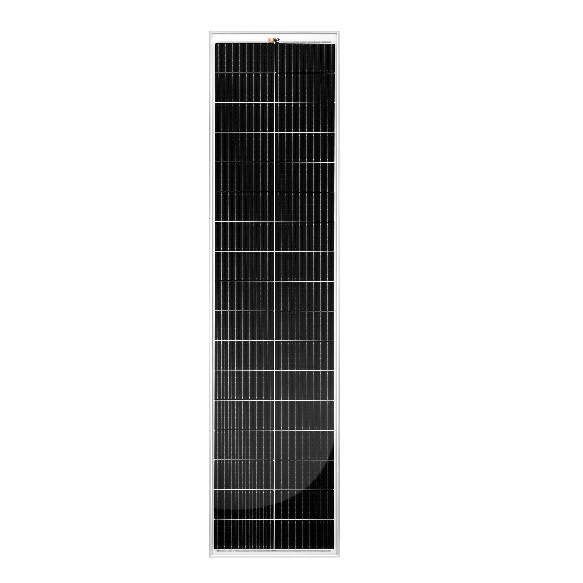 Rich Solar MEGA 130 SLIM | 130 Watt Slim Solar Panel | Compact 12V Narrow Panel for Vans, Campers, Boats | 25-Year Output Warranty