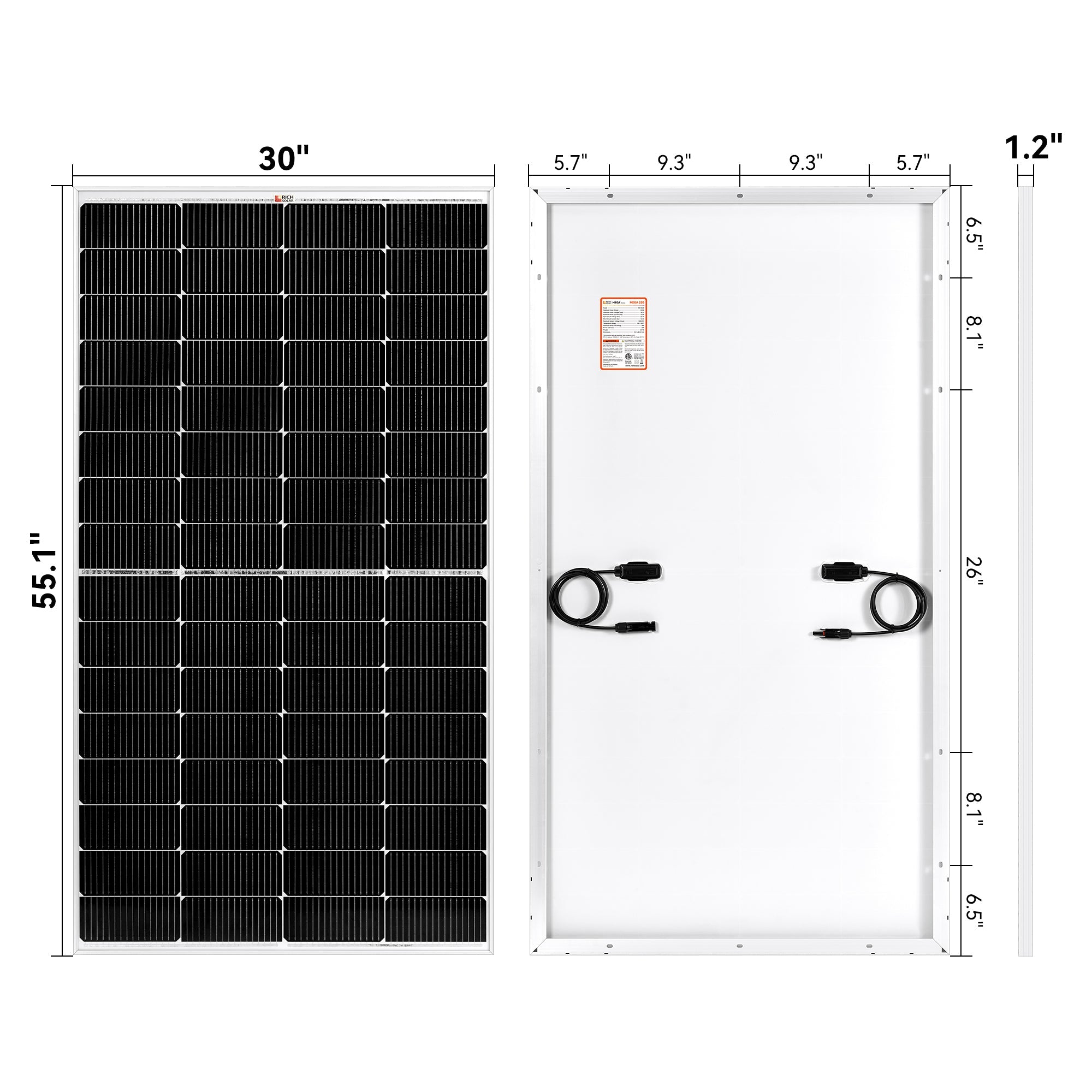 Rich Solar MEGA 220 | 220 Watt Solar Panel | Premium 12V Off-Grid Solar Panel for RVs, Cabins, Boats | 25-Year Output Warranty