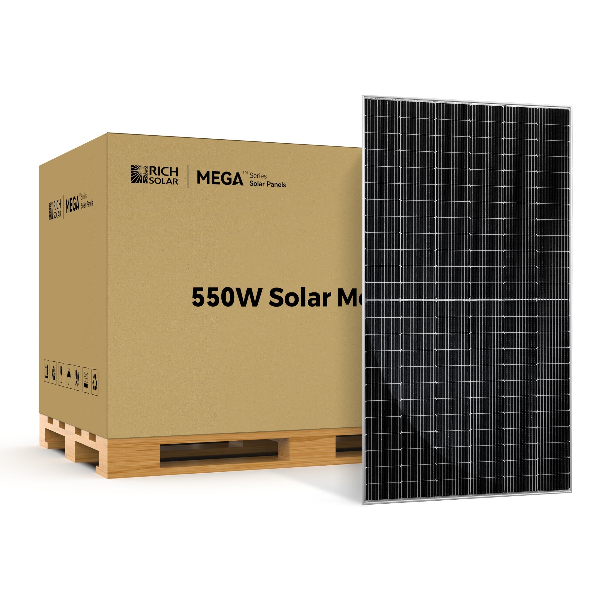 Rich Solar MEGA 550 | 550 Watt Bifacial Solar Panel | Premium Grid-tie or Off-grid Solar Panel for Residential, Commercial, Agriculture | 25-Year Output Warranty