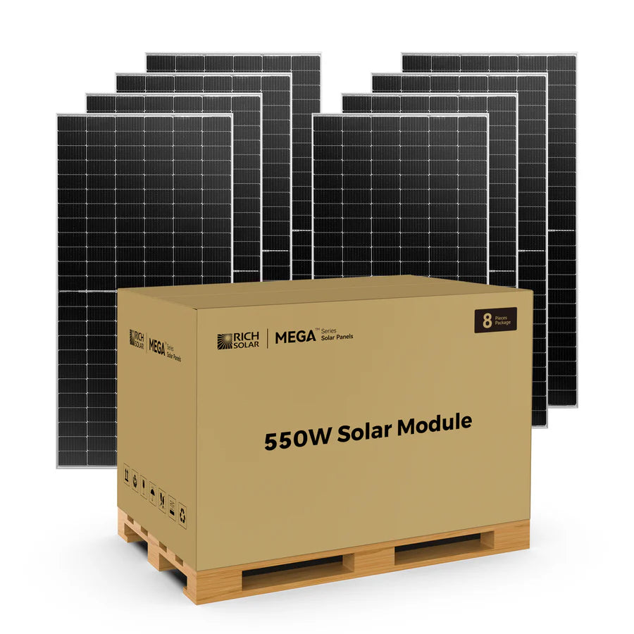 Rich Solar MEGA 550 | 550 Watt Bifacial Solar Panel | Premium Grid-tie or Off-grid Solar Panel for Residential, Commercial, Agriculture | 25-Year Output Warranty