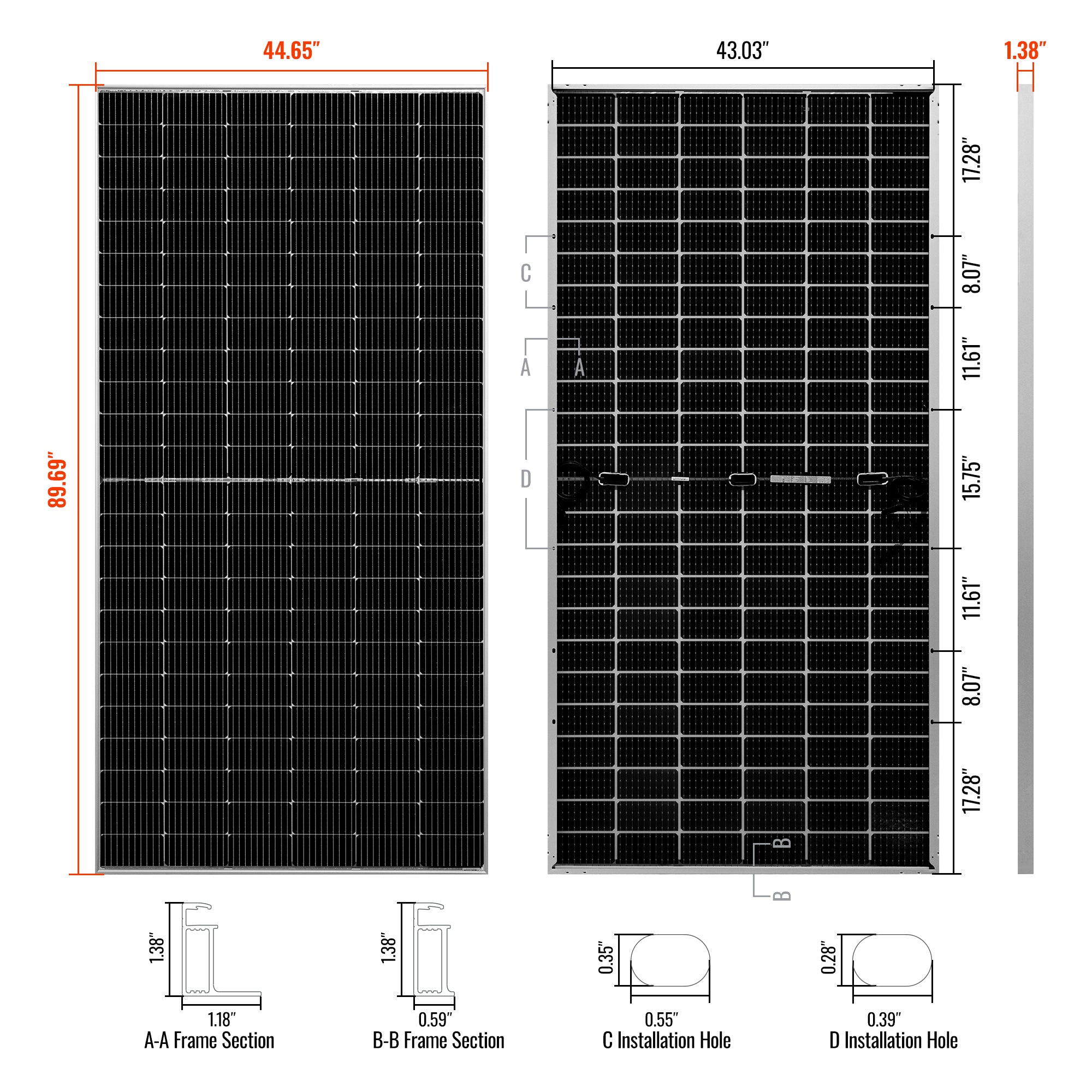 Rich Solar MEGA 550 | 550 Watt Bifacial Solar Panel | Premium Grid-tie or Off-grid Solar Panel for Residential, Commercial, Agriculture | 25-Year Output Warranty