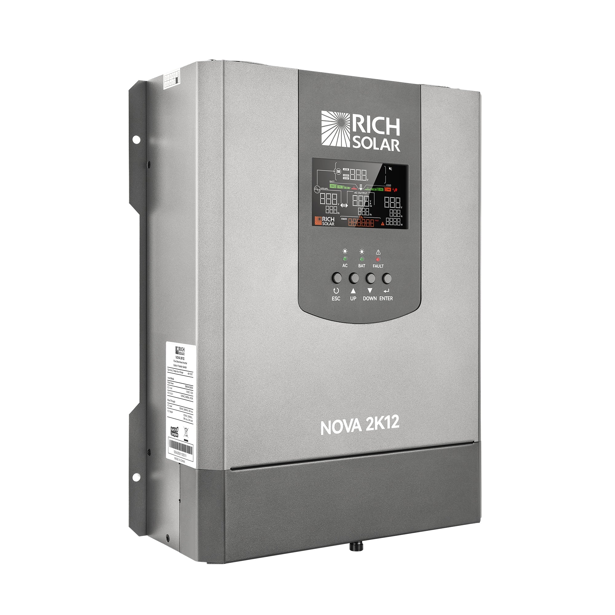Rich Solar NOVA 2K12 | 2000W 12V Pure Sine Wave Inverter with Built-in Transfer Switch | UL458 Certified for RVs, Campers, Trailers, Vans