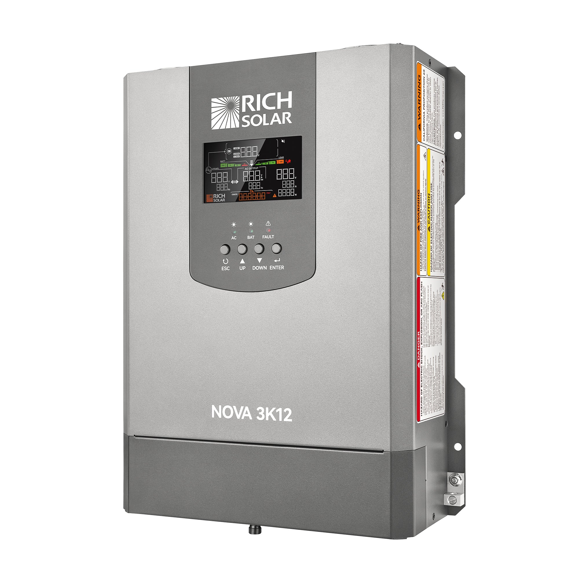 Rich Solar NOVA 3K12 | 3000W 12V Pure Sine Wave Inverter with Built-in Transfer Switch | UL458 Certified for RVs, Campers, Trailers, Vans