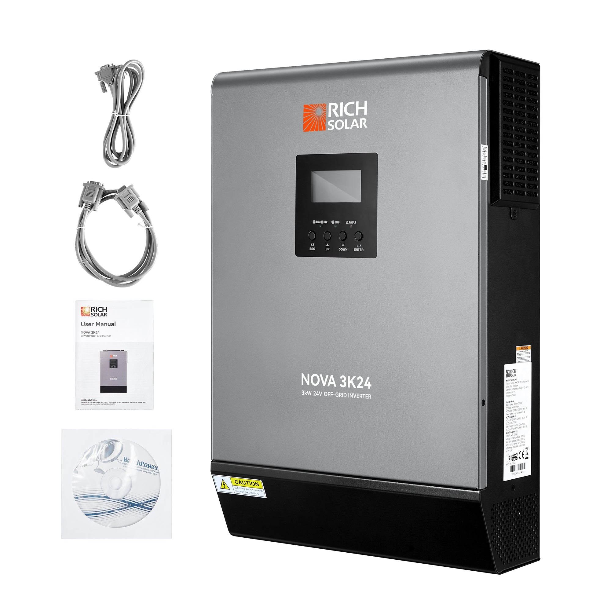 Rich Solar NOVA MAX 3K | 3000 Watt (3kW) 24 Volt Off-Grid Hybrid Solar Inverter | Powerful 3000W 24V Hybrid Inverter for RVs, Trailers, Campers, Vans, Trucks, Overlanders, Boats | #1 Ranked 24V Hybrid Inverter