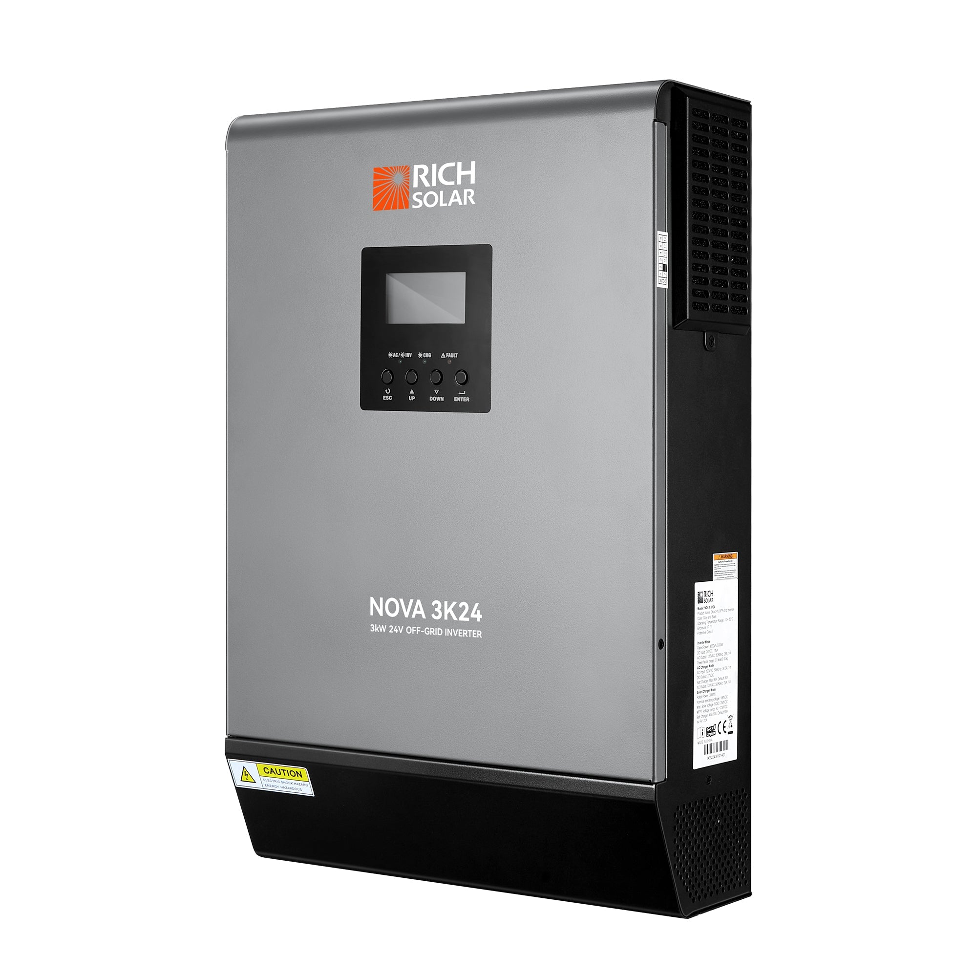 Rich Solar NOVA MAX 3K | 3000 Watt (3kW) 24 Volt Off-Grid Hybrid Solar Inverter | Powerful 3000W 24V Hybrid Inverter for RVs, Trailers, Campers, Vans, Trucks, Overlanders, Boats | #1 Ranked 24V Hybrid Inverter