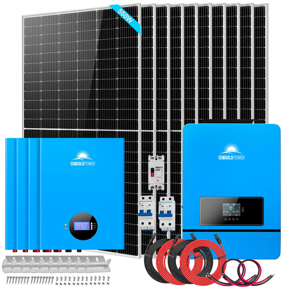 OFF GRID SOLAR KIT 10 X 550 WATTS SOLAR PANELS 4 X 5.12KWH POWERWALL LITHIUM BATTERY 10KW SOLAR INVERTER 48VDC 120V/240V SGM-10K20