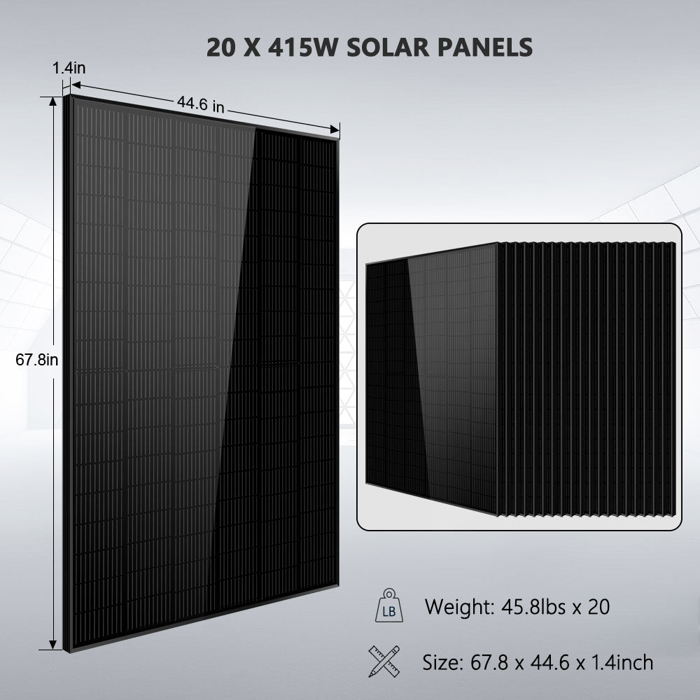 Off-Grid Solar Kit 13000W 48VDC 120V/240V LifePo4 20.48KWH Lithium Battery 14 X 415 Watts Solar Panels SGR- 13KM