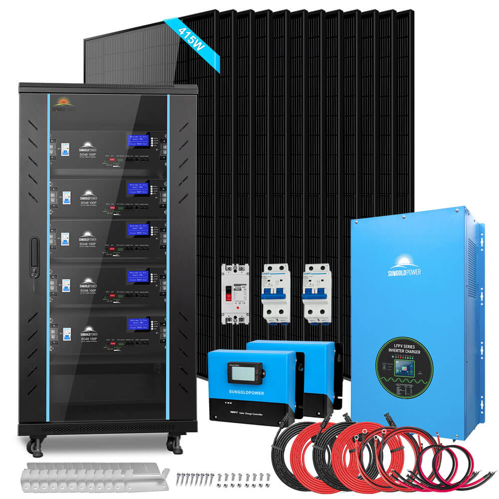 Off-Grid Solar Kit 18000W 48VDC 120V/240V LifePo4 30.72KWH Lithium Battery 20 X 415 Watts Solar Panels SGR- 18K20E