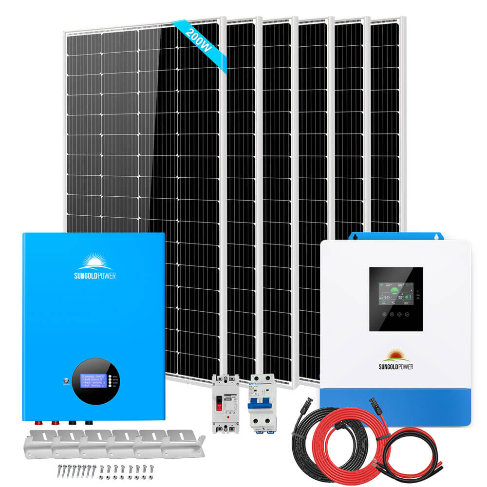 Off-Grid Solar Kit 5000W 48VDC 120V 5.12KWH PowerWall Battery 6 X 200 Watts Solar Panels SGM-5K5E