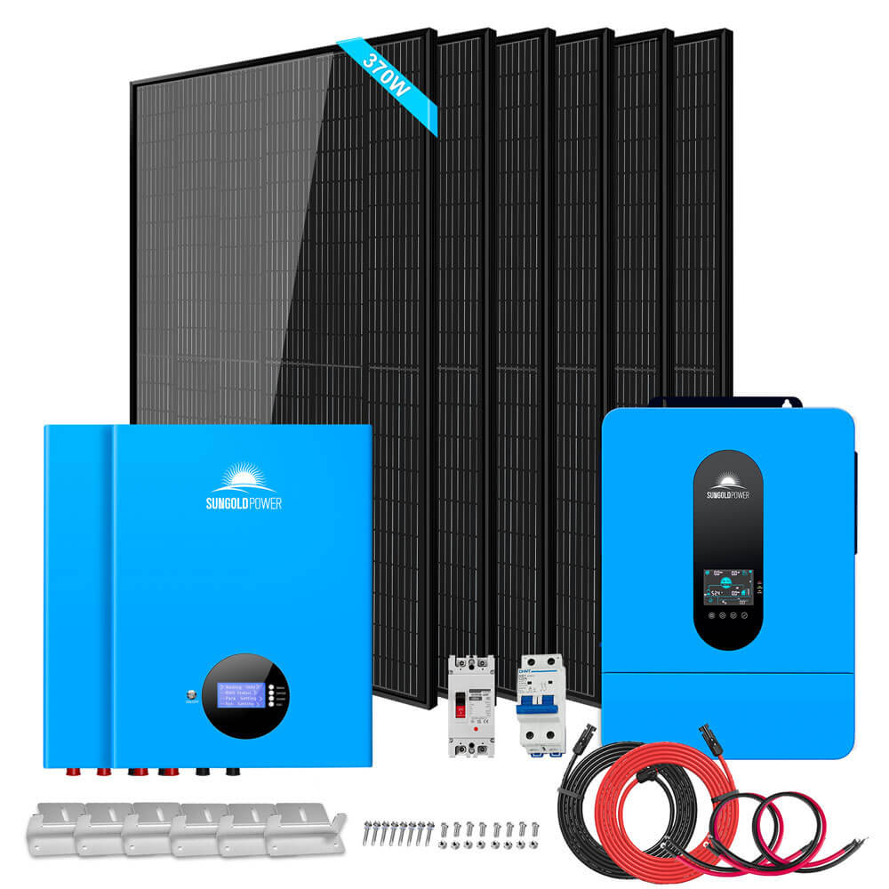 Off-Grid Solar Kit 6500W 48VDC 120/240VAC 5.12KWH PowerWall Lithium Battery 6 X 370 Watts Solar Panels SGM- 655M