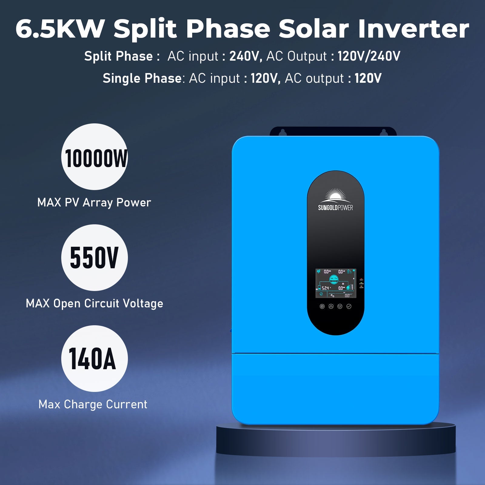 Off-Grid Solar Kit 8000W 48VDC 120V/240V LifePo4 10.24KWH Lithium Battery 8 X 415 Watts Solar Panels SGR- 8K10E