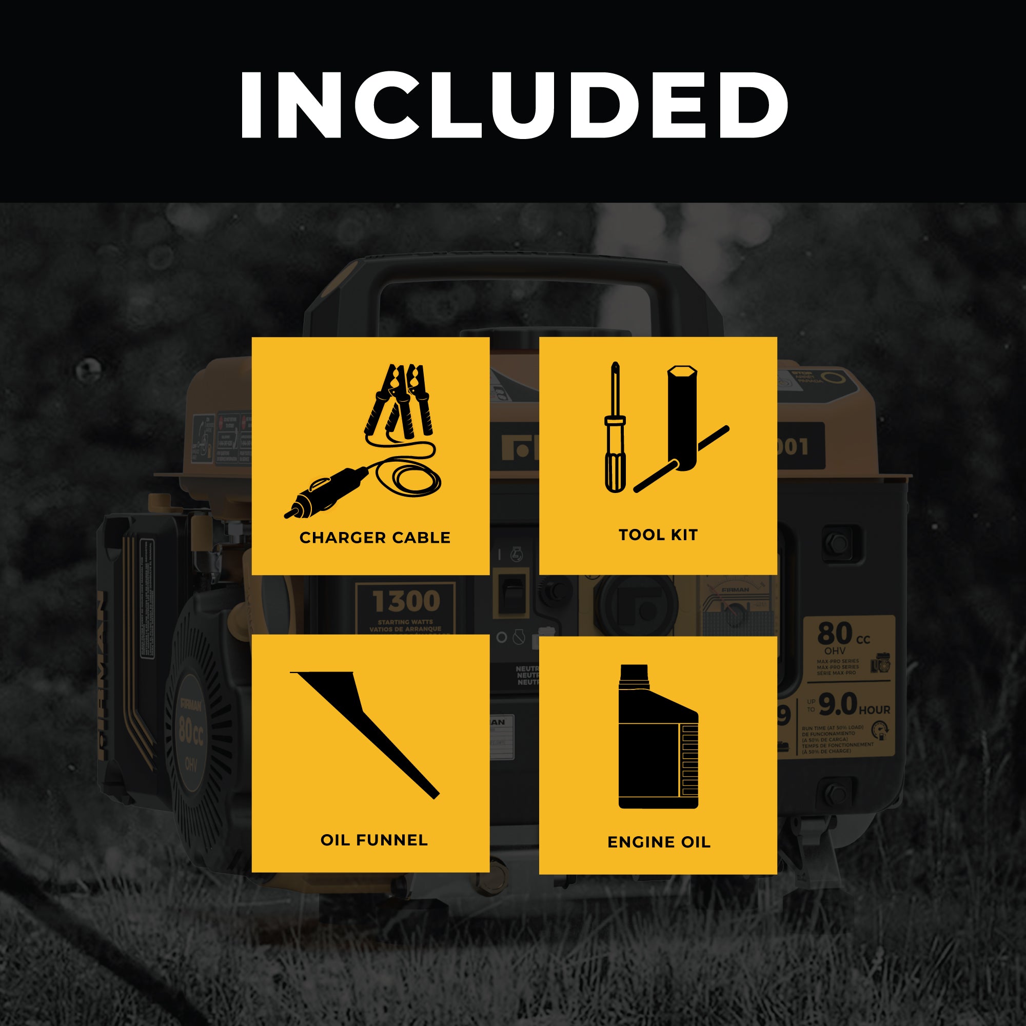 Gas Portable Generator 1300/1050W Recoil Start