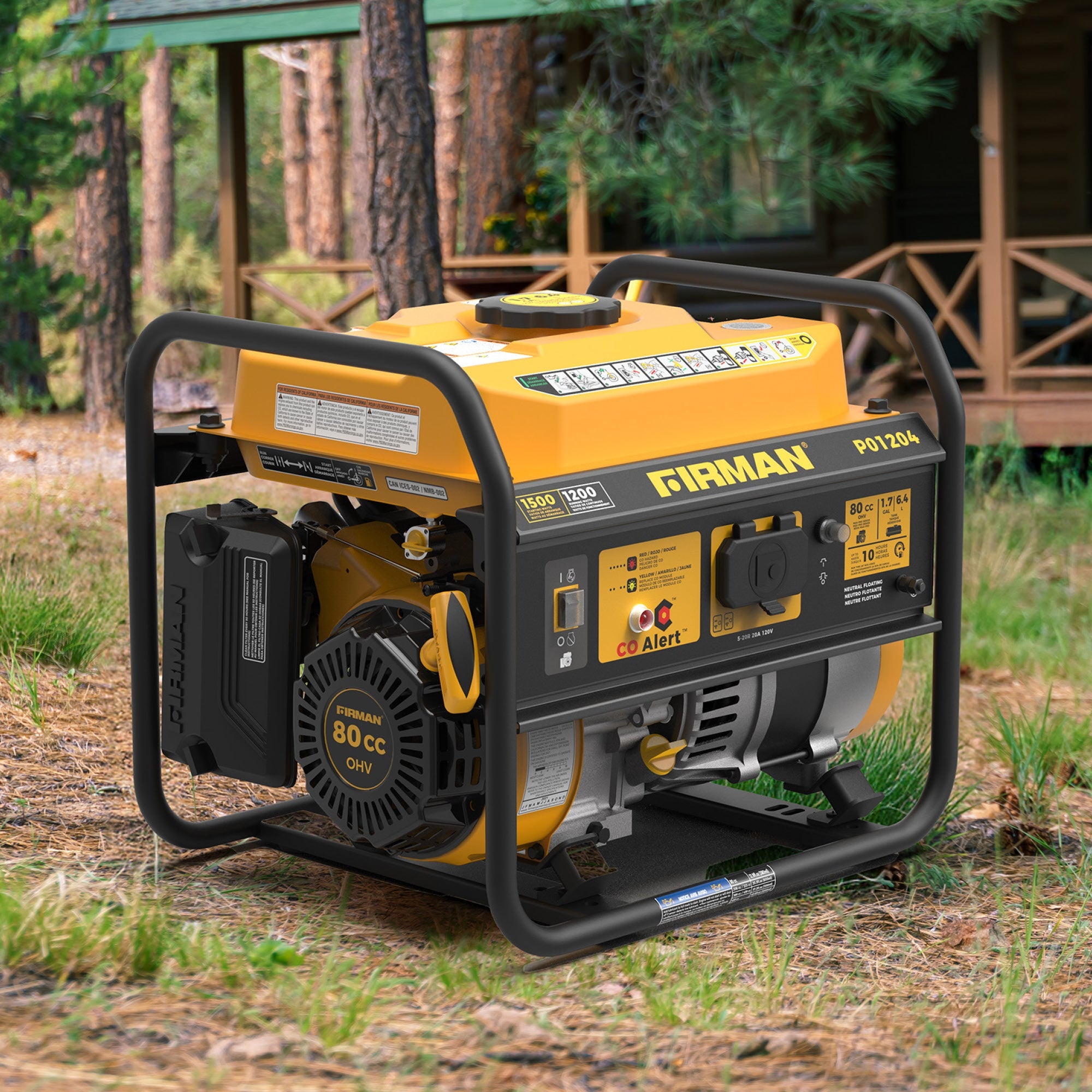 Gas Portable Generator 1500/1200W Recoil Start with CO alert