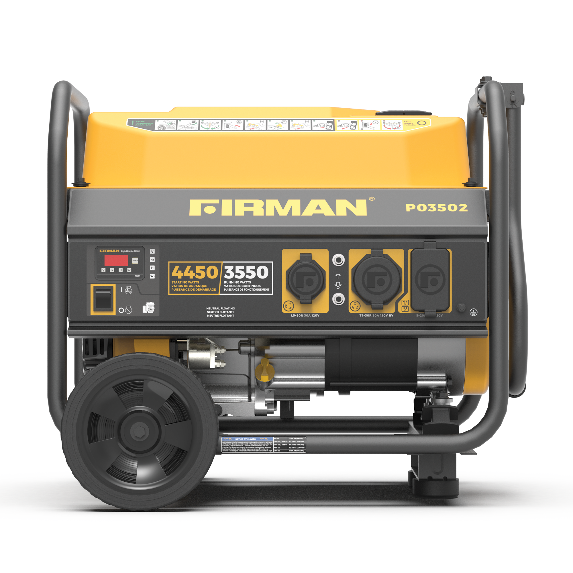Gas Portable Generator 4450/3550W Recoil Start 120V