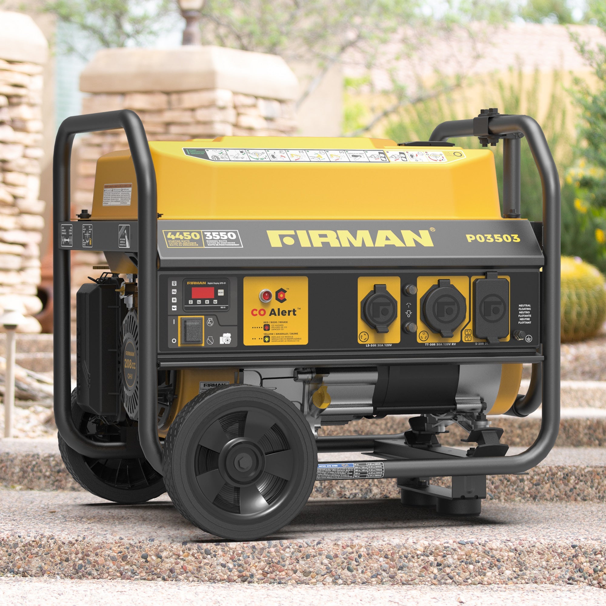 Gas Portable Generator 4450/3550W Recoil Start 120V with CO alert